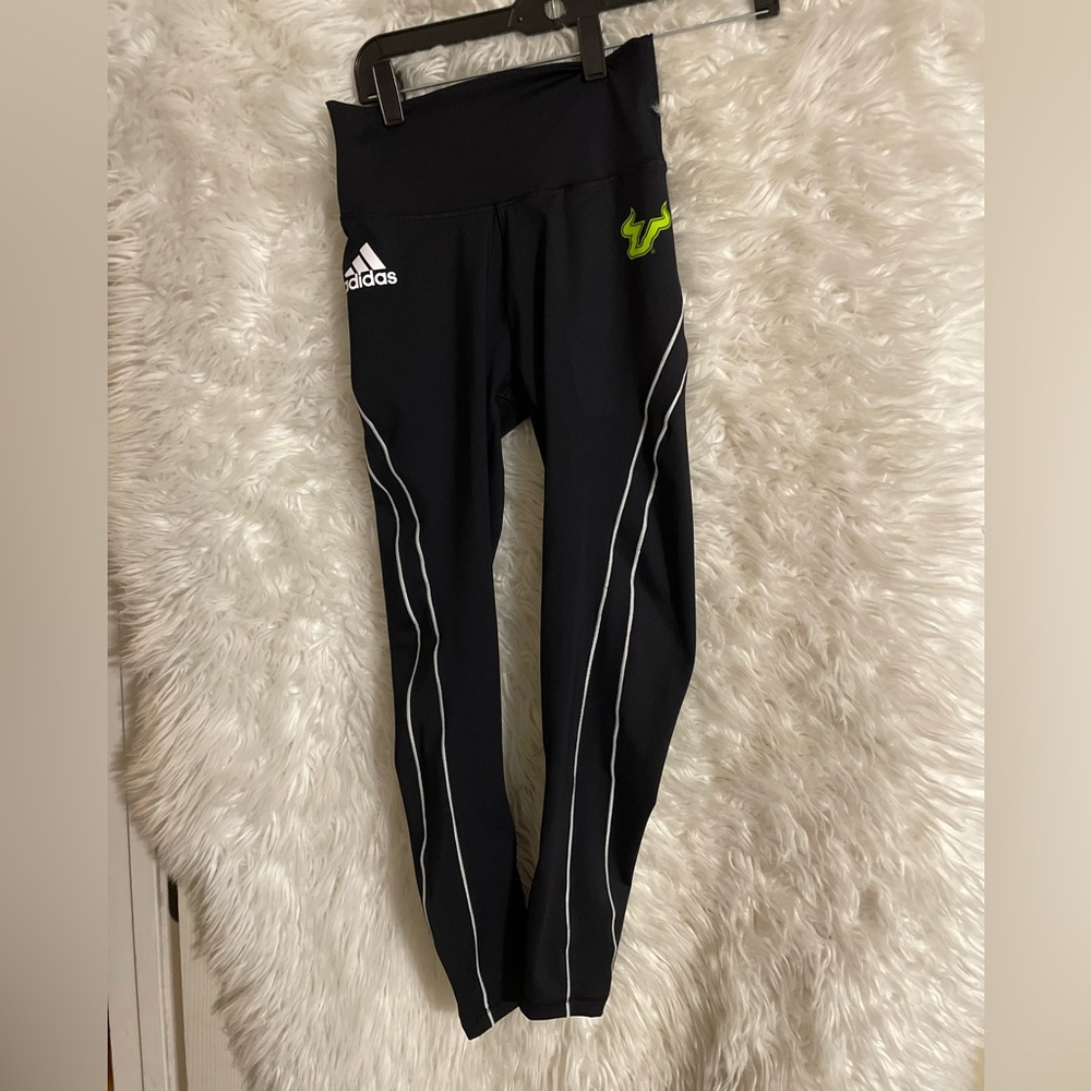 USF Bulls Adidas Primegreen Women’s Aeroready Black Training Tights. Size Small - Picture 2 of 12